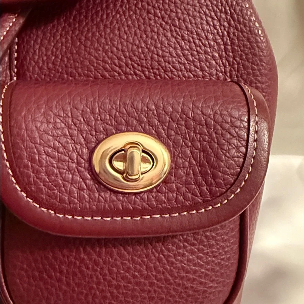 ♥️Coach NWT‎ Dark Wine Hadley Backpack with Turn Lock Closure & Gold Hardware